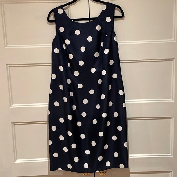 Navy Blue Polka Dot Dress - Picture 1 of 4